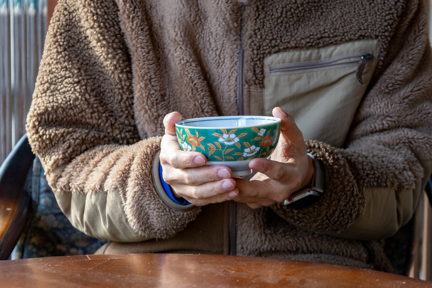 アンティークグリーンなお茶碗